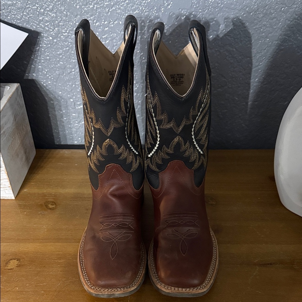 Kids Brown and Black Western Boots
